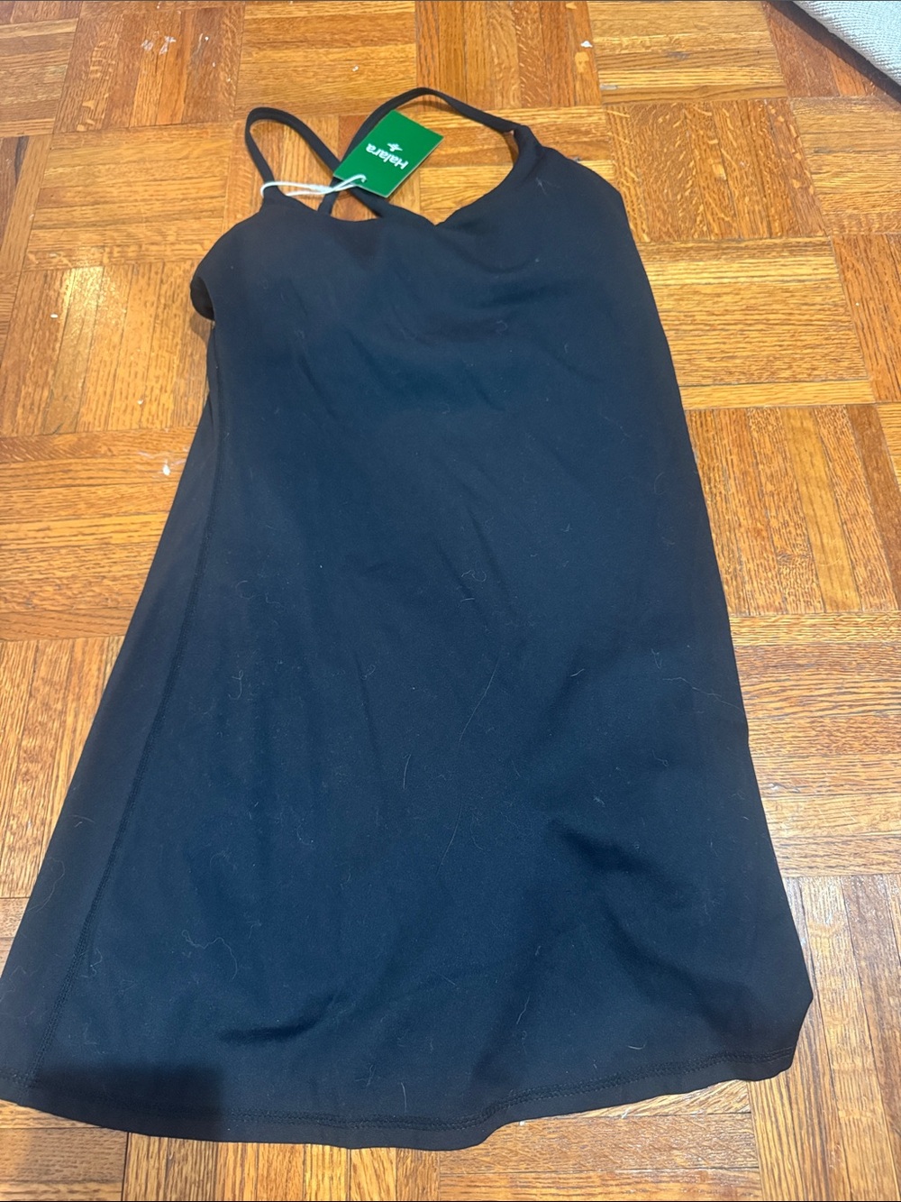HALARA Black Mini Slip Dress built in shorts built in bra